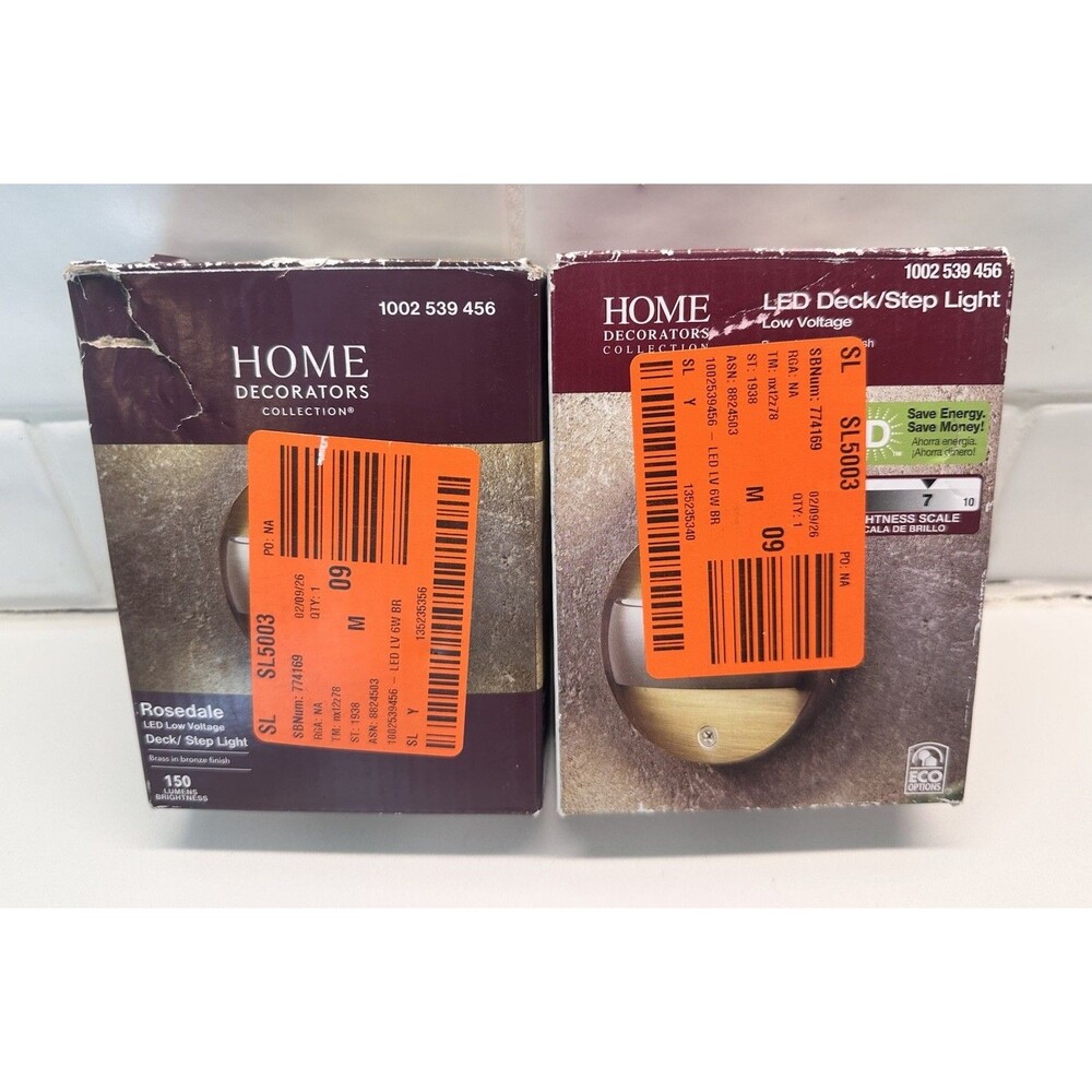 Lot of 2 NEW Home Decorators Rosedale Brass Bronze Finish Deck Step Lights